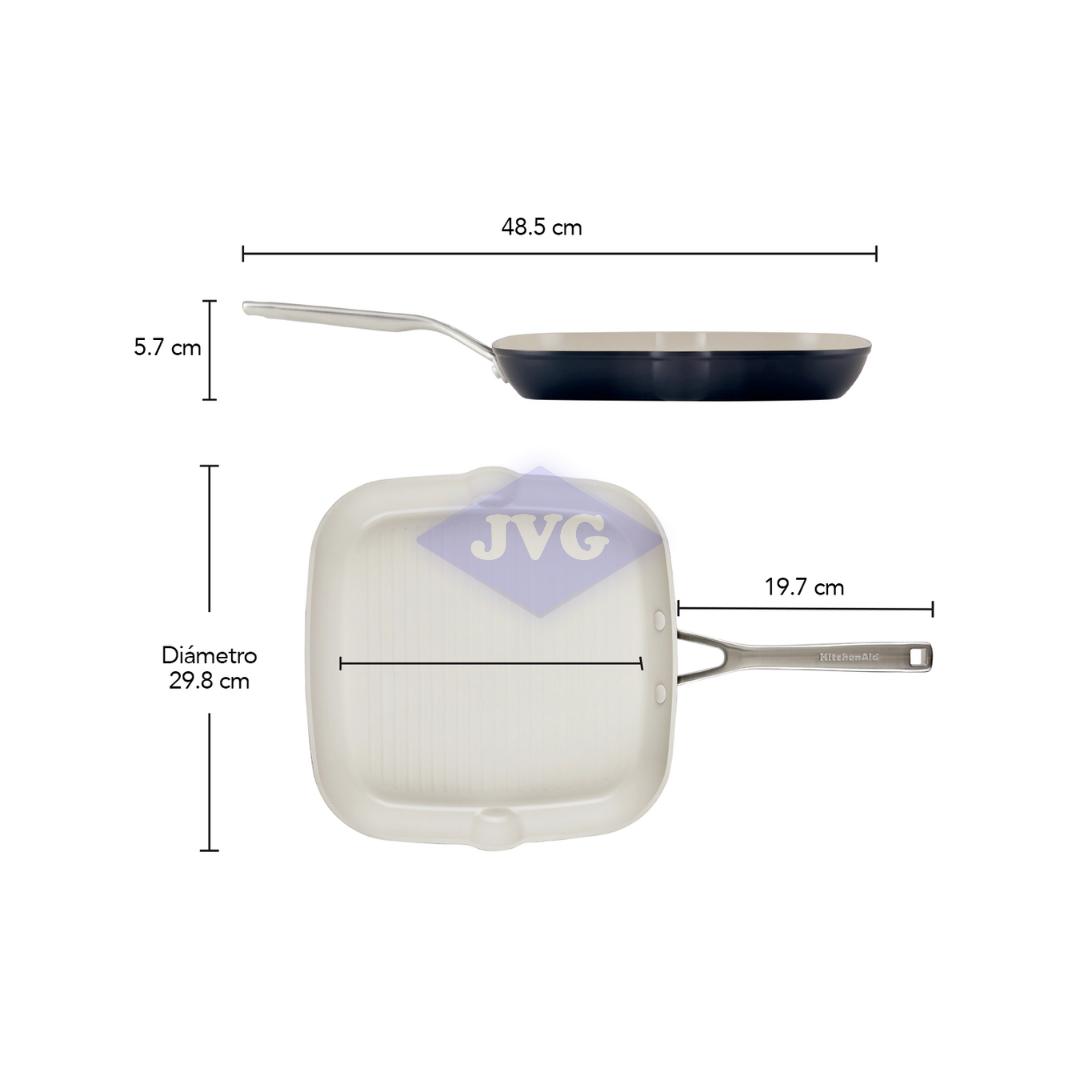 SARTÉN GRILL KITCHENAID 29 CM CERÁMICA/ANODIZADO NEGRO - 84842