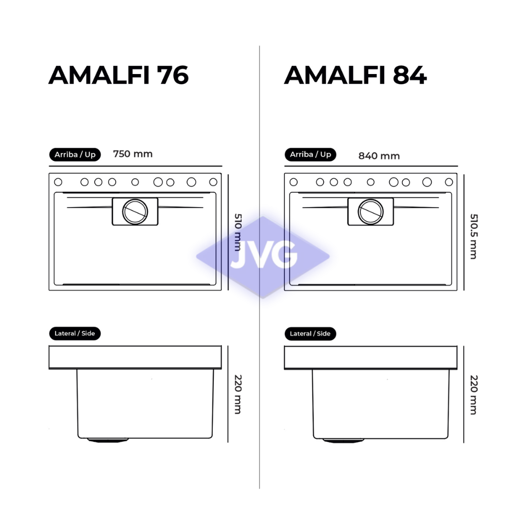 FREGADERO DRIJA 1T 84X51X22 CM CON KIT ACERO - AMALFI84
