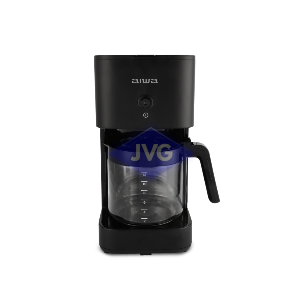 CAFETERA ELÉCTRICA AIWA 12 TAZAS JARRA DE VIDRIO NEGRO - AWHCMD1201