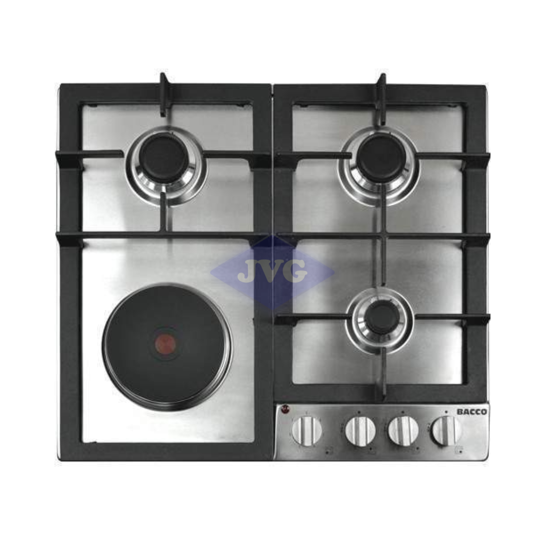 TOPE BACCO GAS 60CM 3 HORNILLAS 1 DISCO SOL ACERO - BTCGDS60A