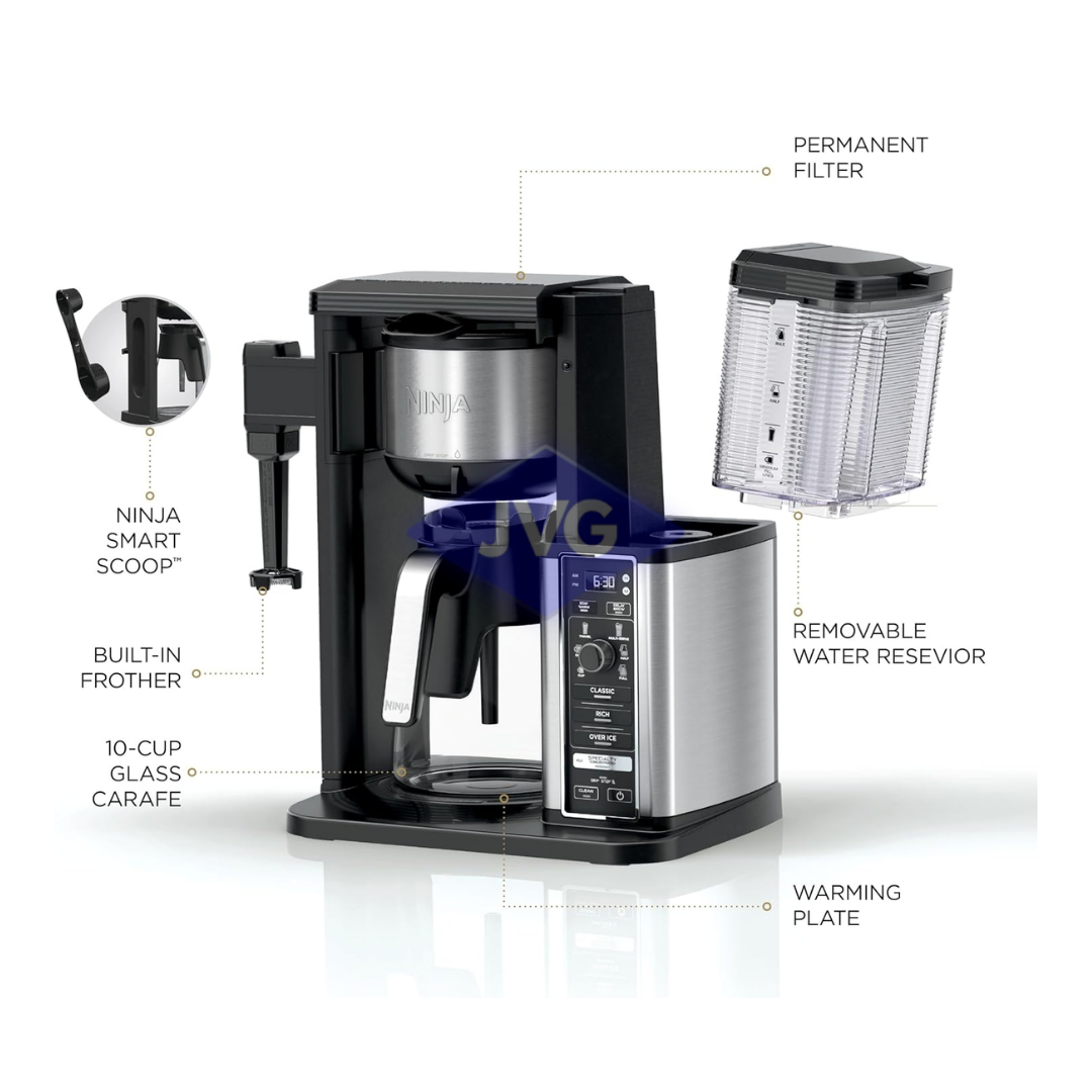 CAFETERA ELÉCTRICO NINJA 10 TAZAS CON ESPUMADOR NEGRO - CM401