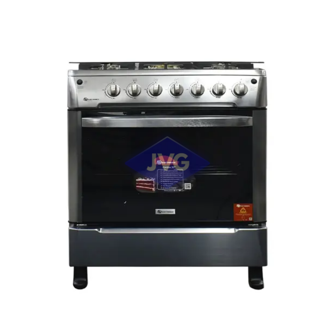 COCINA A GAS SJ ELECTRONICS 5 QUEMADORES 30" ACERO - SJ30A