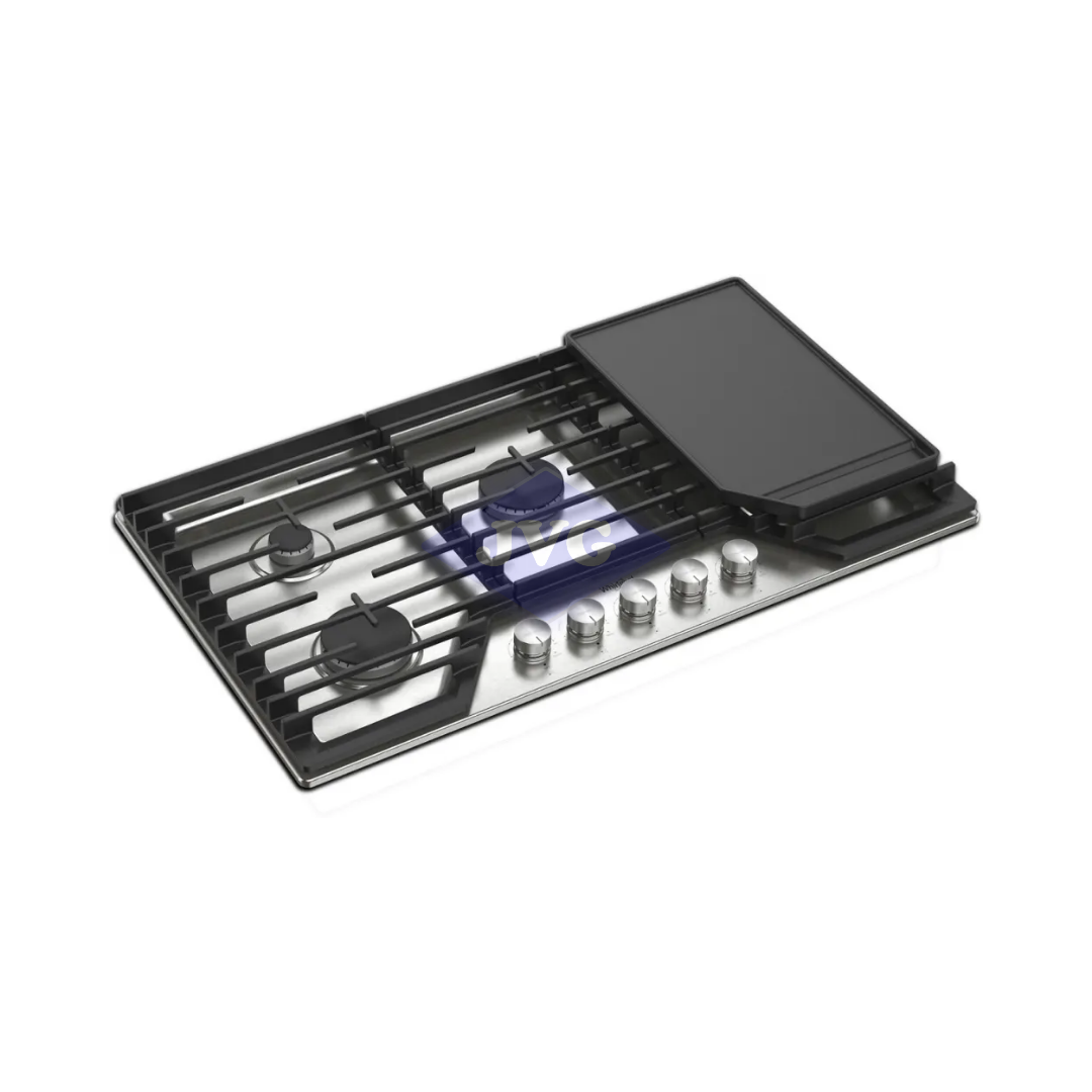 TOPE A GAS WHIRLPOOL 5 QUEMADORES 90 CM ACERO INOXIDABLE - WCGK7536PS