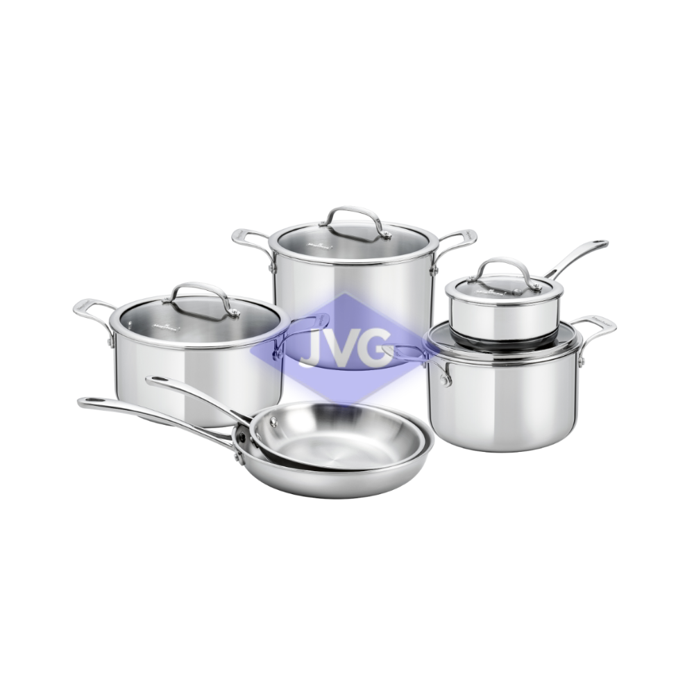 JUEGO DE OLLAS MAGEFESA 10 PIEZAS GOURMET ALUMINIO ANODIZADO PLATEADO - 21002