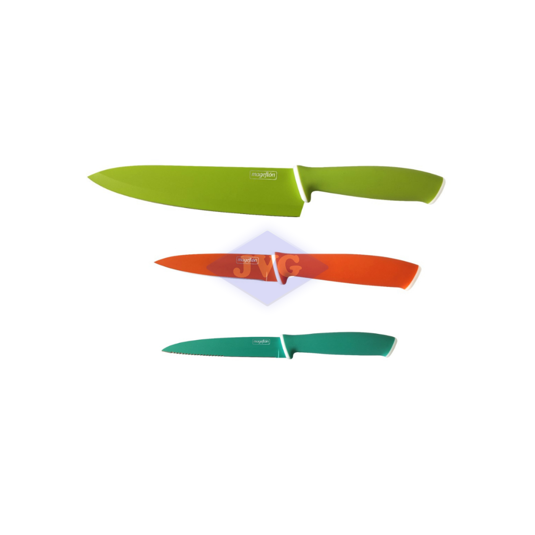 JUEGO DE CUCHILLOS MAGELON 3 PIEZAS - DIFERENTES COLORES (48014)
