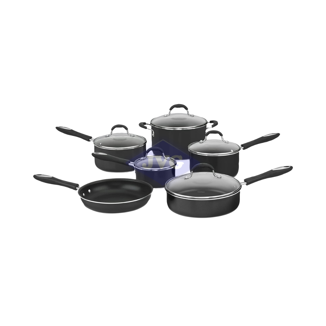 SET DE OLLAS Y SARTENES CUISINART CON TEFLÓN 11 PIEZAS - NEGRO