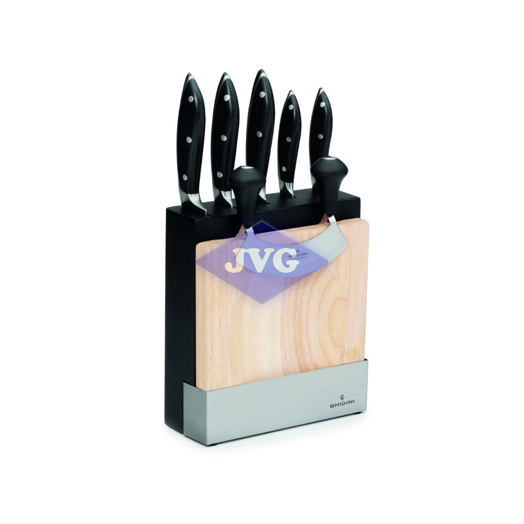JUEGO DE CUCHILLOS GHIDINI 7 PZAS CON TABLA DE CORTAR – 653