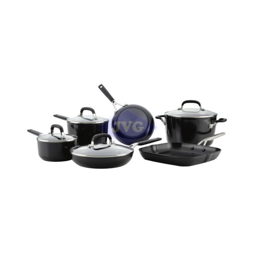 SET DE OLLAS Y SARTENES KITCHENAID 10 PIEZAS TEFLÓN ANODIZADO NEGRO - 84800