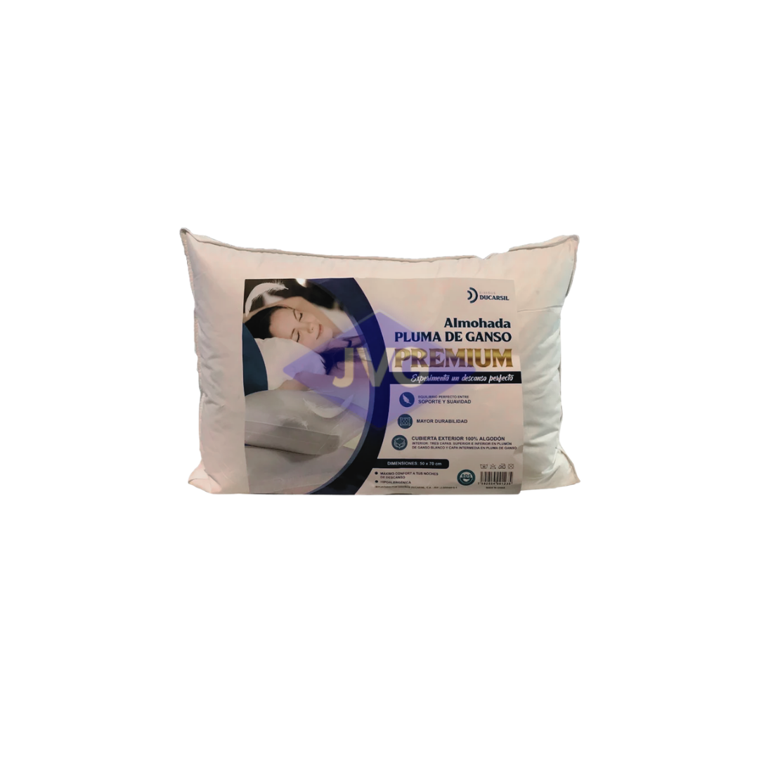 ALMOHADA PLUMA DE GANSO DUCARSIL 50X70 PREMIUM 001235 - ALDCPGAPRE50X70
