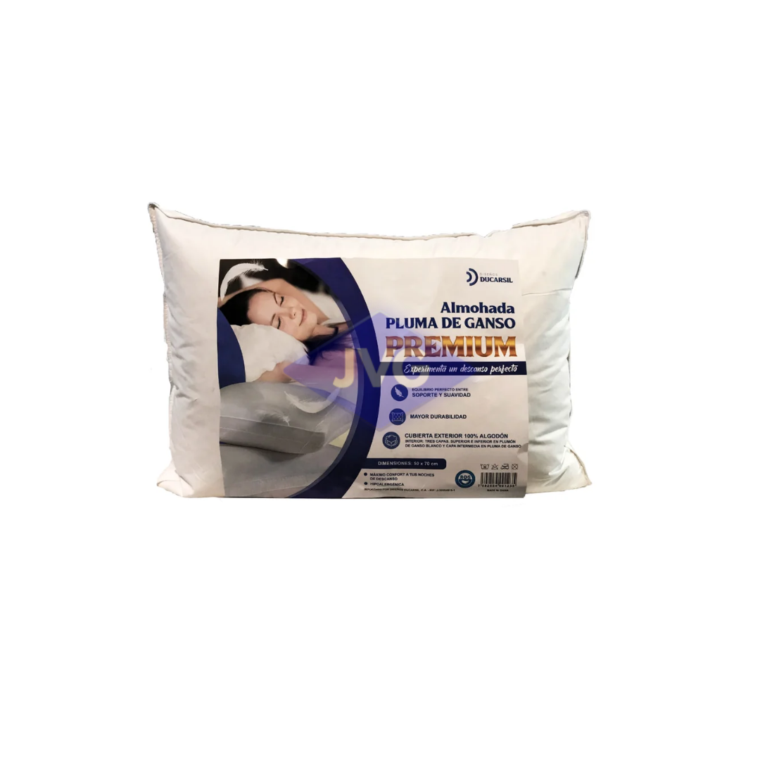 ALMOHADA PLUMA DE GANSO DUCARSIL 50X90 PREMIUM 001242 - ALDCPGAPRE50X90