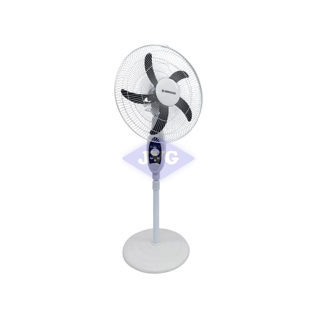 VENTILADOR DE PEDESTAL AMERICAN STAR 18” RECARGABLE CON LUZ - BLANCO (AS218SP)