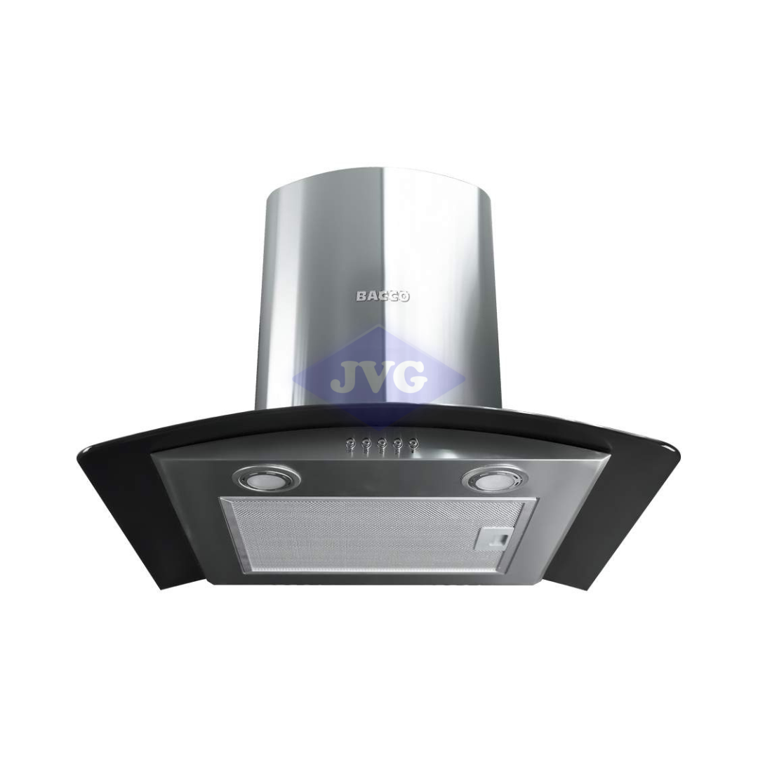 CAMPANA BACCO CON BORDE DE VIDRIO 60CM NEGRO - BCAV60S