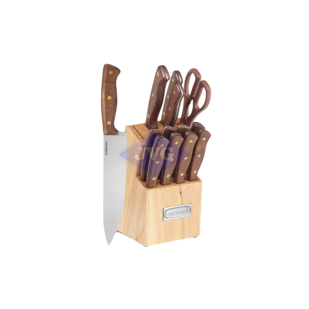 SET DE CUCHILLOS CUISINART CON BASE DE MADERA 14 PIEZAS