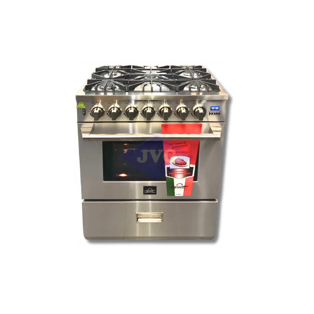 COCINA A GAS FERRETTI 6 QUEMADORES 30" CANNES90 - ACERO INOXIDABLE (CANNES70)