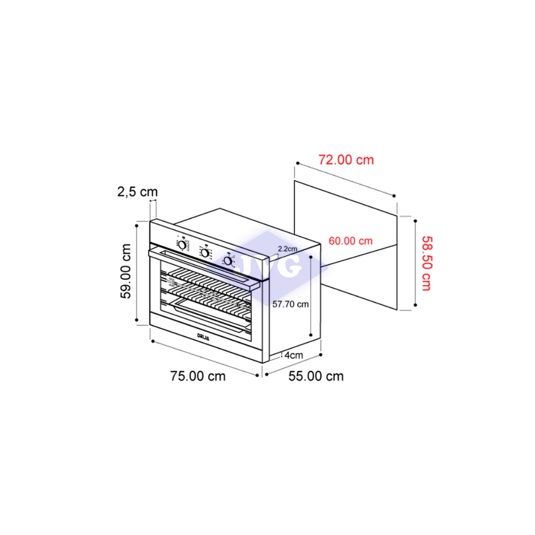 HORNO ELÉCTRICO DRIJA 30" DIGITAL ACERO