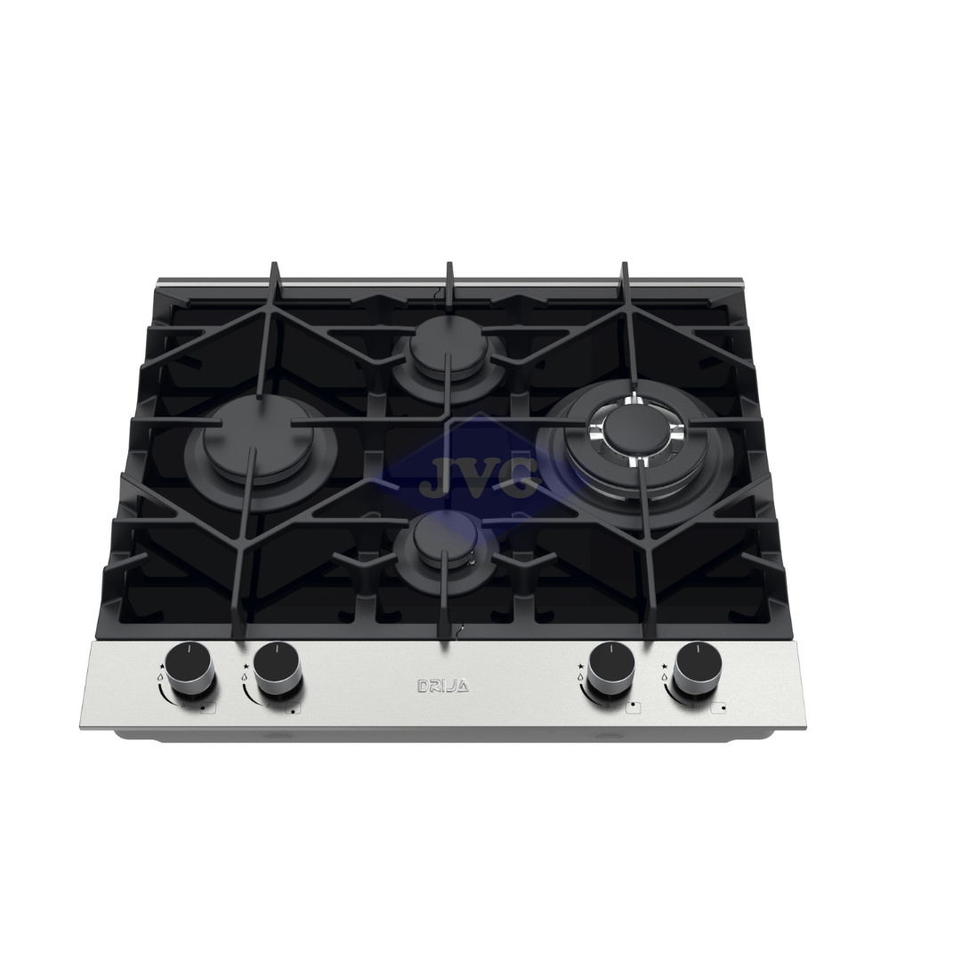 TOPE A GAS DRIJA FERRARA60PRO 4 QUEMADORES 60 CM VIDRIO Y ACERO (FERRARA60PRO) - FERRARA60PRO