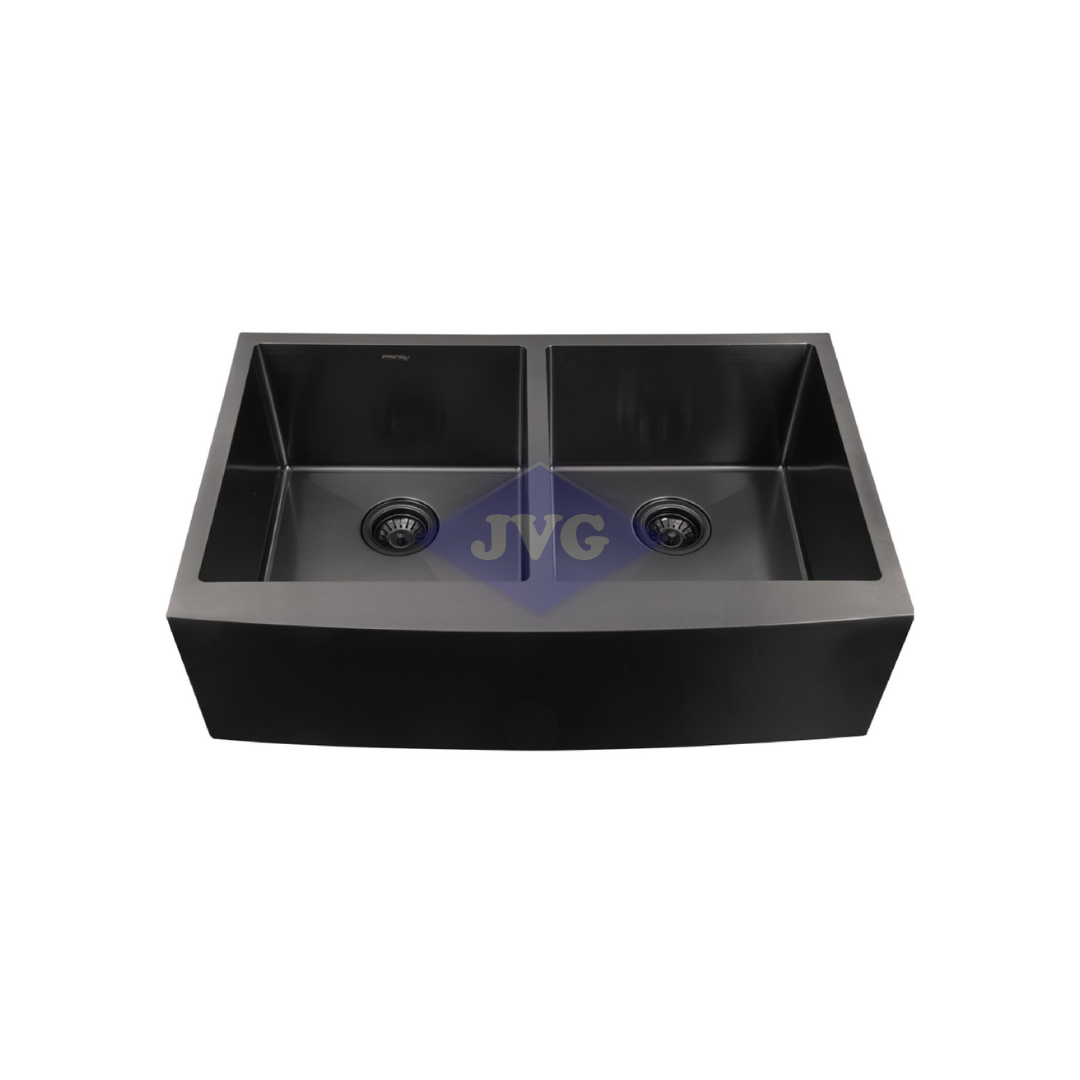 FREGADERO FRINOX 2 TINAS 84X53X25 CM APRON NEGRO - FRPS84532APRONBLACK