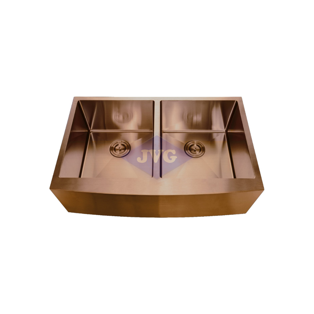 FREGADERO FRINOX 2 TINAS 84X53X25 CM APRON BRONCE - FRPS84532APRONBRONCE