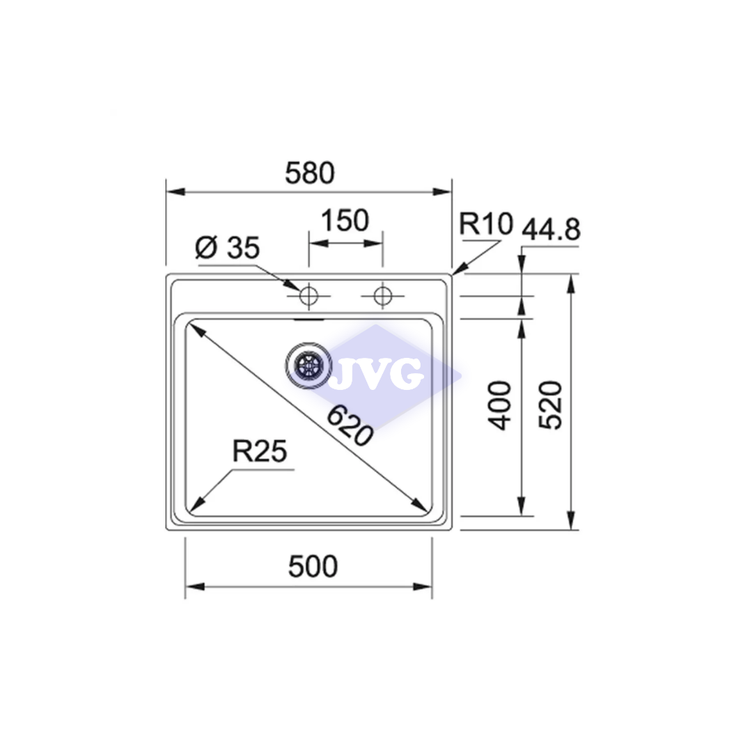 FREGADERO FRANKE 1 TINA 58X52 CM ACERO INOXIDABLE - FSX210520