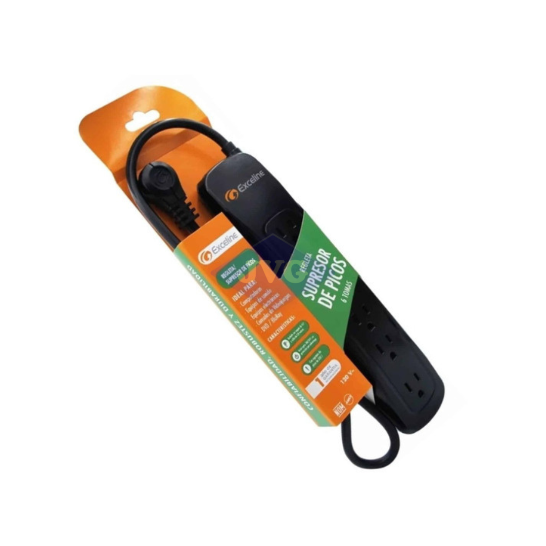 REGLETA EXCELINE 0.8 METROS CON SUPRESOR DE PICOS NEGRA - GMT6120308