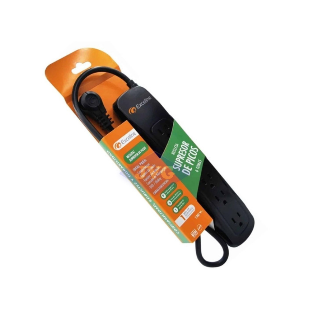 REGLETA EXCELINE 0.8 METROS CON SUPRESOR DE PICOS NEGRA - GMT6120308