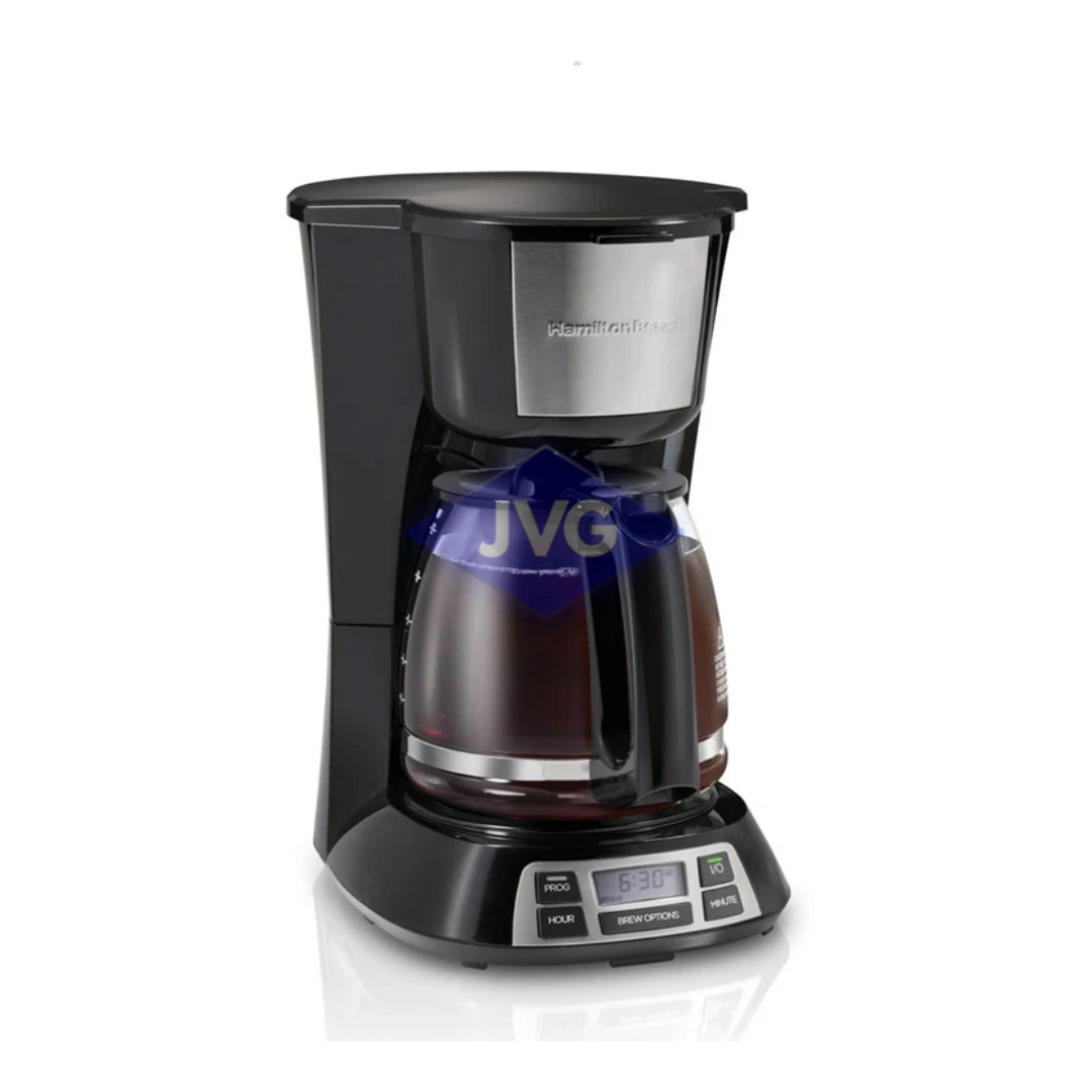 CAFETERA PROGRAMABLE HAMILTON BEACH 12 TAZAS CON RELOJ NEGRO - HB49634