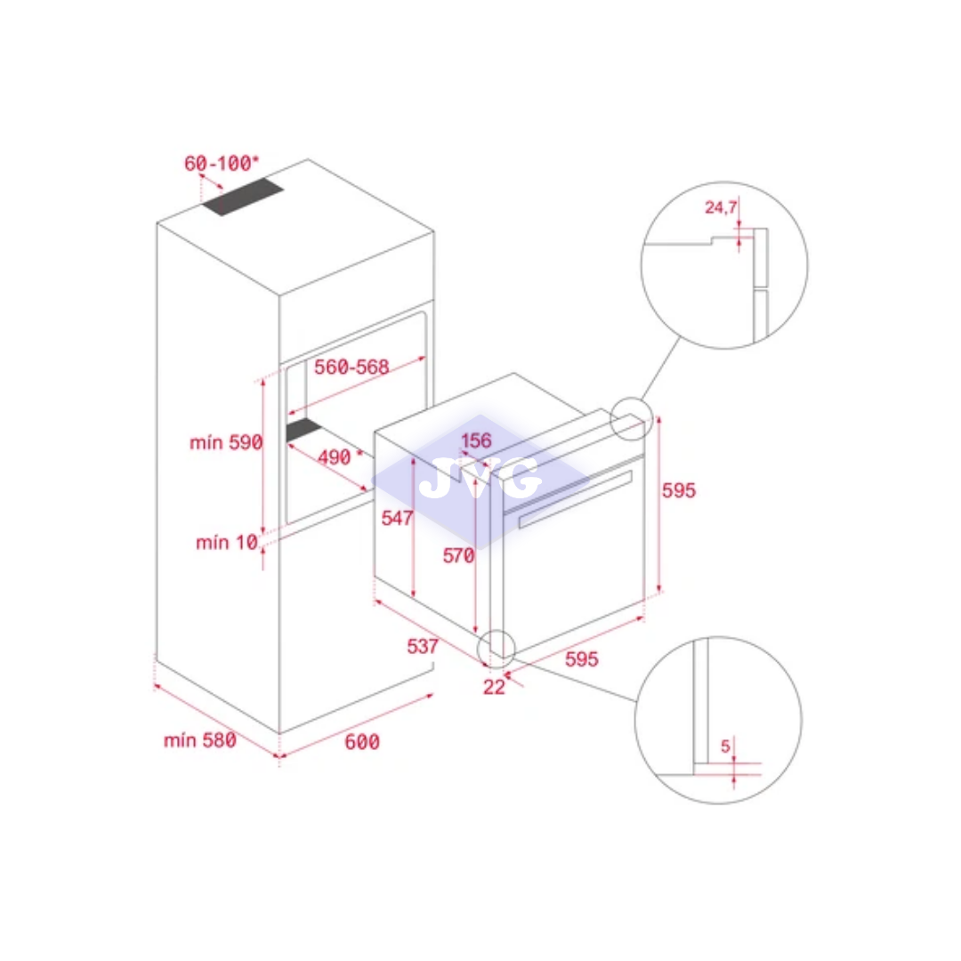 HORNO ELÉCTRICO TEKA 24" MANUAL HYDROCLEAN MULTIFUNCIÓN - NEGRO