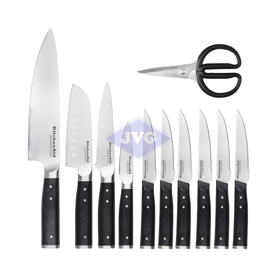 SET DE CUCHILLOS JAPONES KITCHENAID CON BASE 11 PIEZAS - KAG12STSNBXOBQ