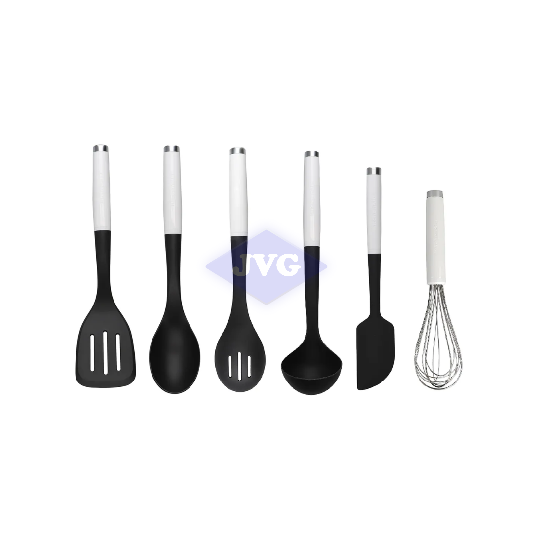 JUEGO DE UTENSILIOS KITCHENAID 6 PIEZAS NYLON BLANCO