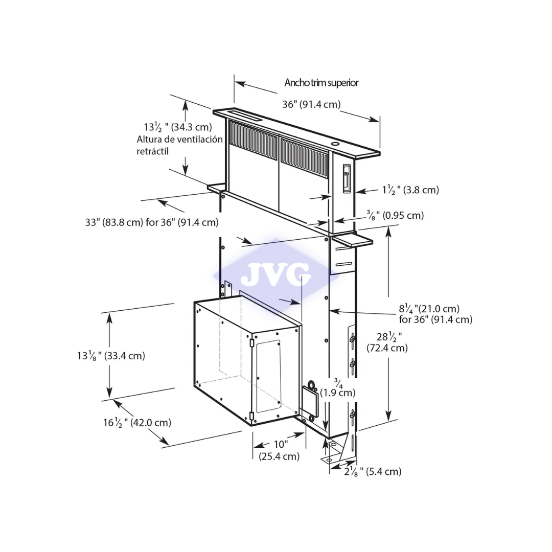 CAMPANA TELESCÓPICA KITCHENAID 90 CM DOWNDRAFT ACERO INOXIDABLE - KXD4636YSS