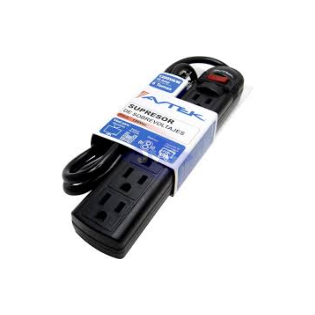 REGLETA AVTEK C/SUP DE VOLTAJE 6 TOMAS NEG 120 VAC - P16S