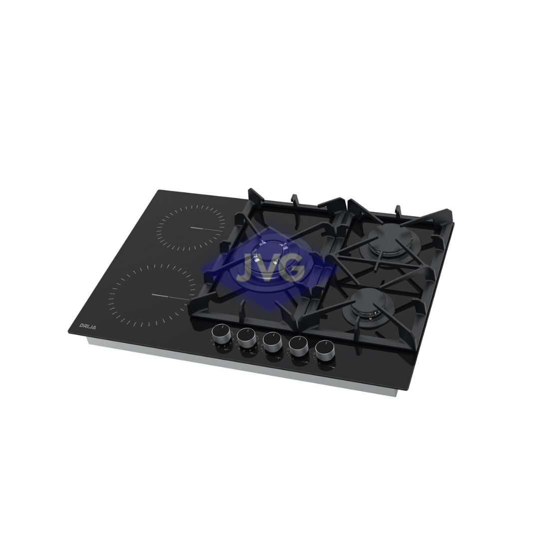 TOPE DUAL DRIJA 5 QUEMADORES 76 CM VITRO SICILIATOUCH NEGRO - SICILIATOUCH76