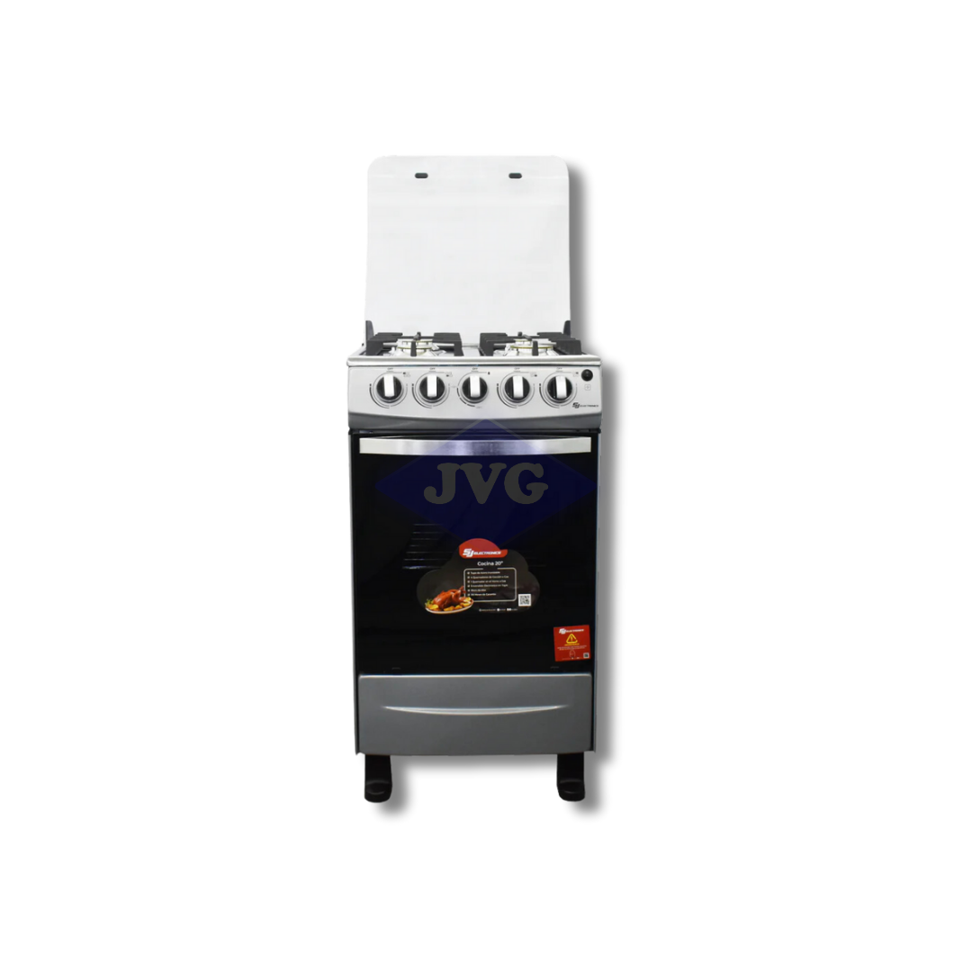 COCINA A GAS SJ ELECTRONICS 4 QUEMADORES 20'' GRIS - SJ20G4H