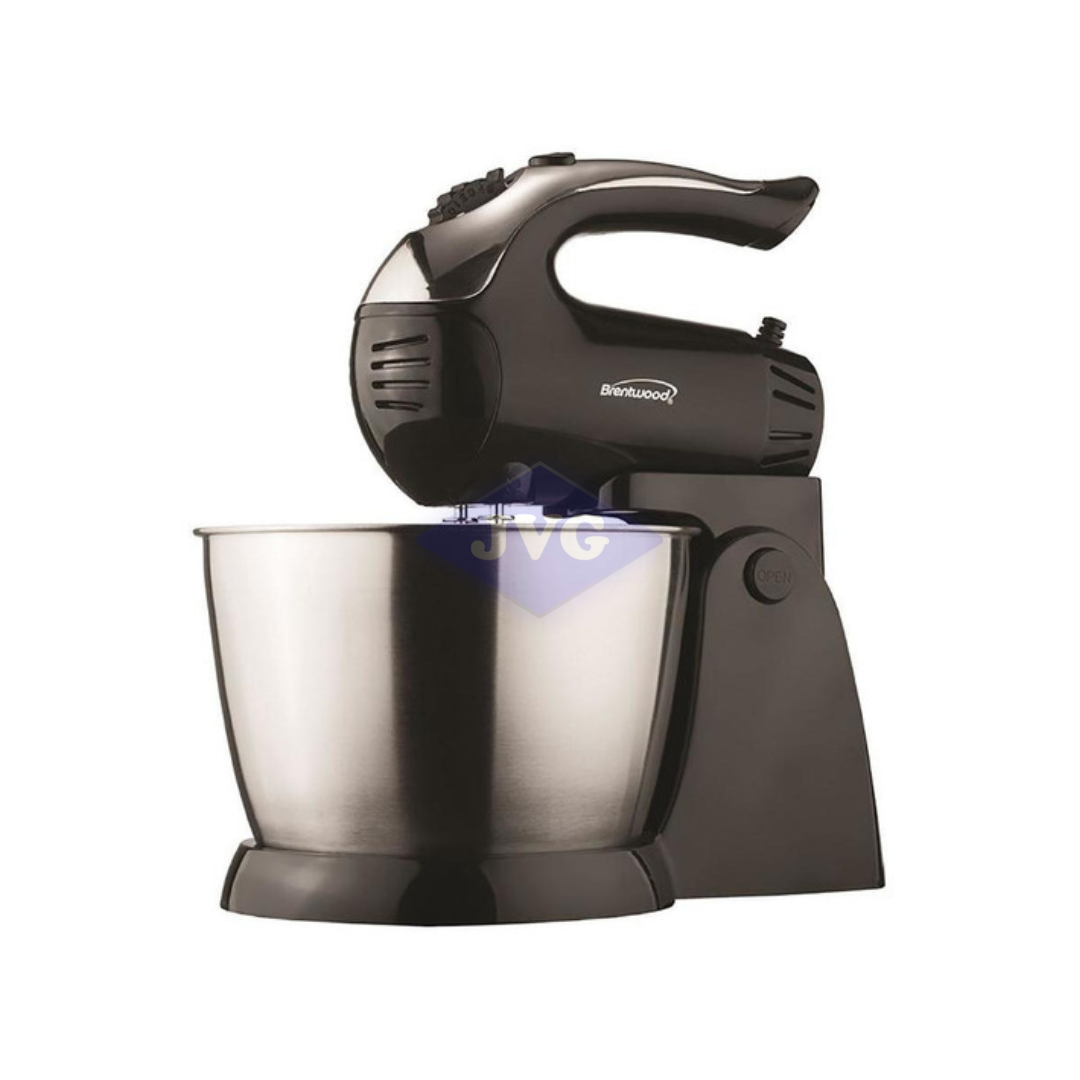 BATIDORA DE PEDESTAL BRENTWOOD NEGRO CON TAZÓN DE ACERO 5 VELOCIDADES - SM1153B