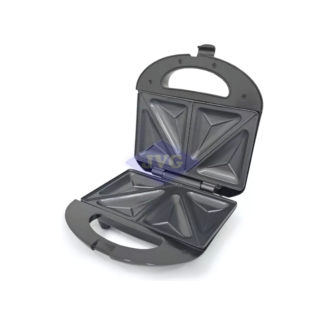 SANDWICHERA SANKEY PARA 2 PANES - TRIANGULAR ANTIADHERENTE - NEGRO/PLATEADO (SW23BK3)
