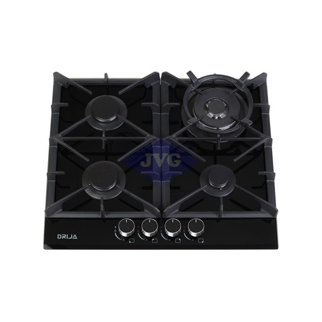 TOPE A GAS DRIJA 4 QUEMADORES 60 CM VIDRIO TEMPLADO ACERO