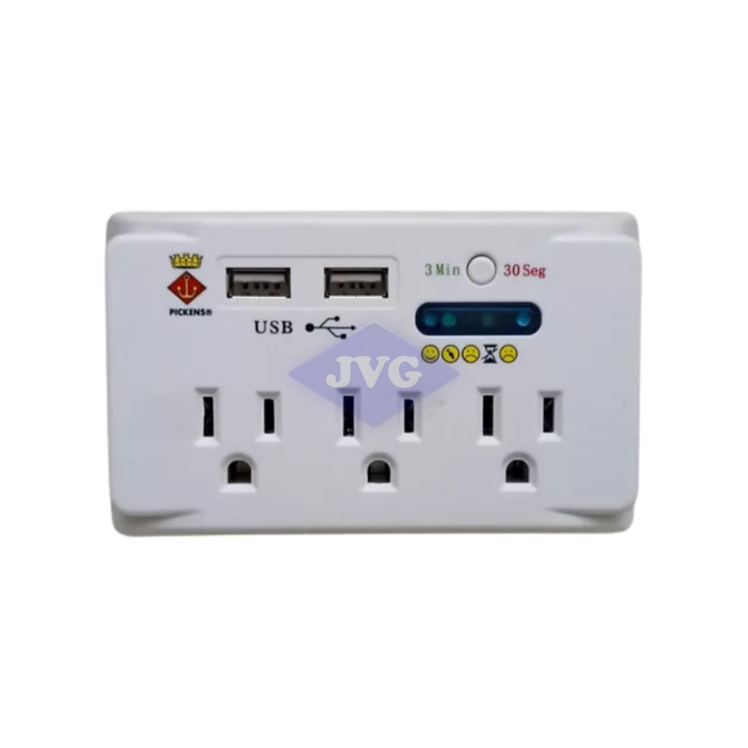 PROTECTOR PICKENS 120V, 2 USB, 3 CONECT - V071B