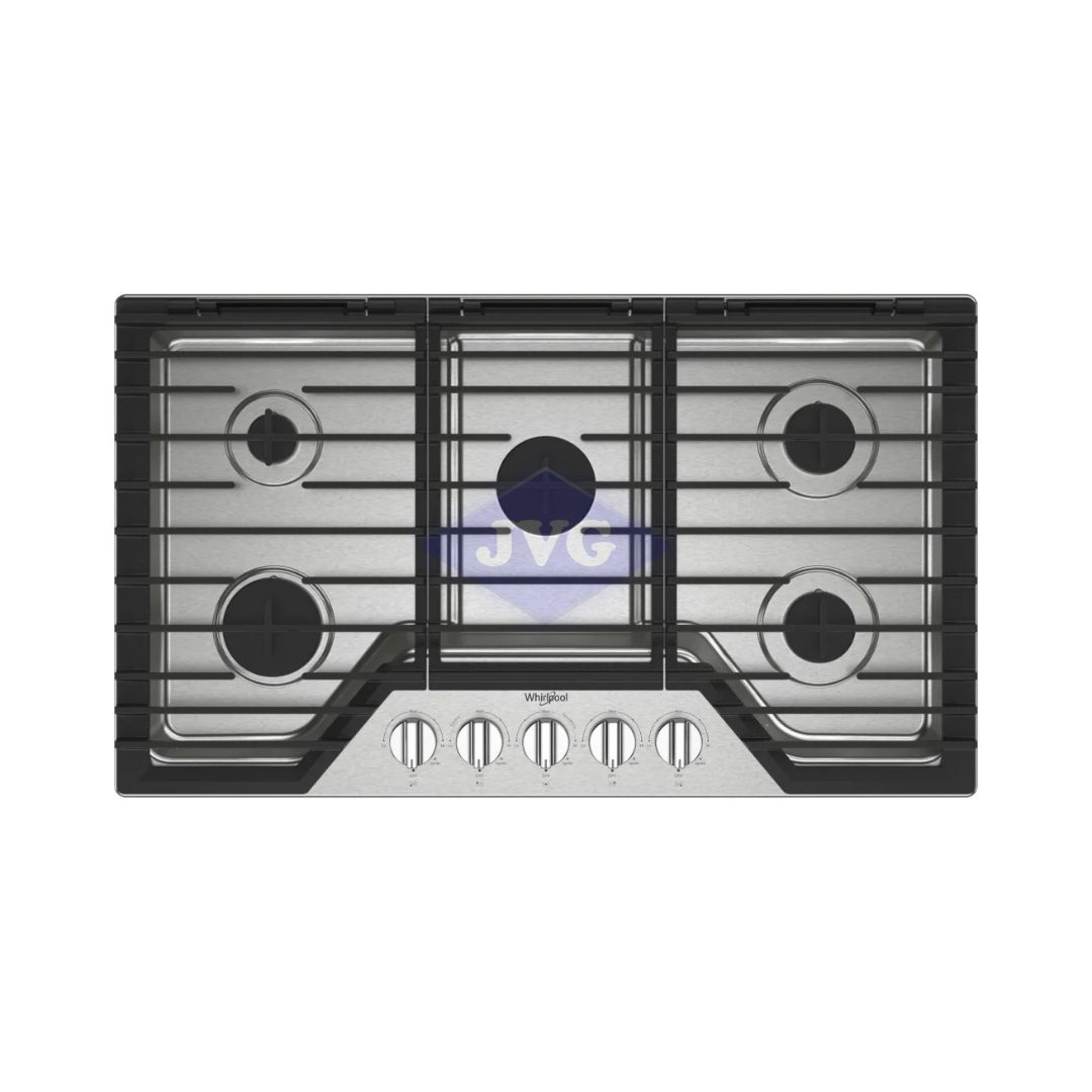 TOPE A GAS WHIRLPOOL 5 QUEMADORES 90 CM ACERO INOXIDABLE (WCGK5036PS) - WCGK5036PS