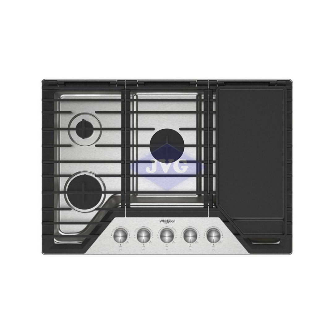 TOPE A GAS WHIRLPOOL 5 QUEMADORES 30" ACERO INOXIDABLE (WCGK7530PS) - WCGK7530PS