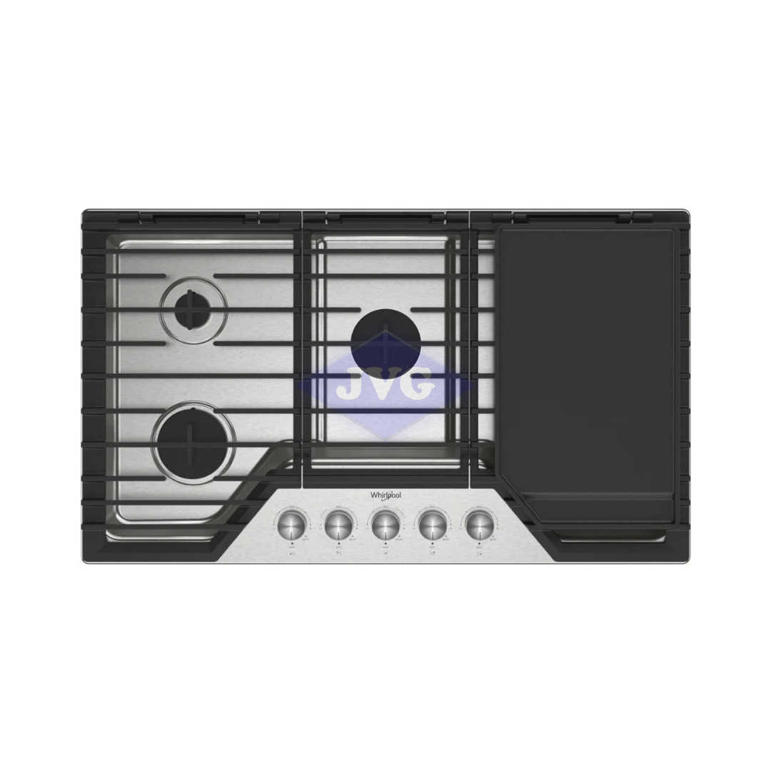 TOPE A GAS WHIRLPOOL 5 QUEMADORES 90 CM ACERO INOXIDABLE - WCGK7536PS