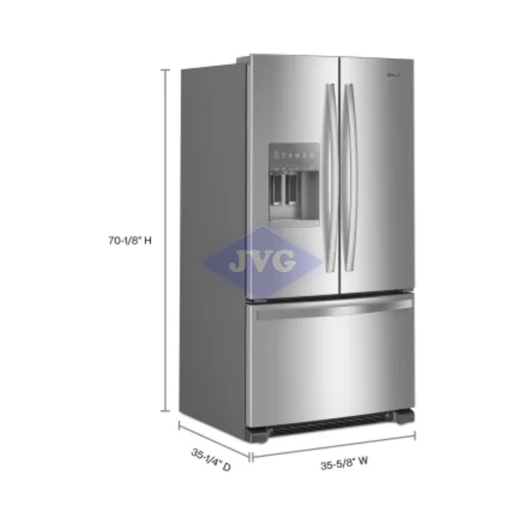 NEVERA FRENCH DOOR WHIRLPOOL 25 CU.FT. CON DISPENSADOR ACERO (WRFF3436RZ) - WRFF3436RZ