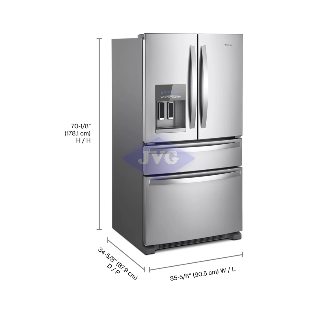 NEVERA FRENCH DOOR WHIRLPOOL 25 CU.FT. CON DISPENSADOR ACERO (WRMF3636RZ) - WRMF3636RZ